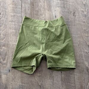 Olive Green Butt Scrunched High-Waisted Shorts